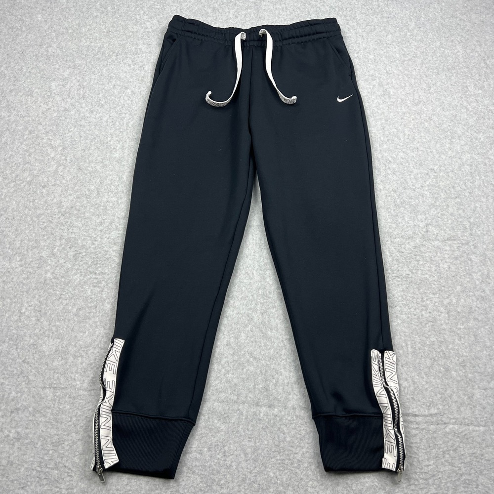 Nike Therma-FIT Joggers Women's Medium Black Logo Sweat Pants Ankle Zip CU5662